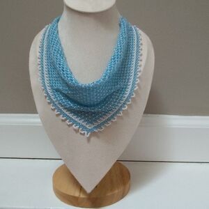 Handmade Blue Beaded Triangle Scarf Necklace